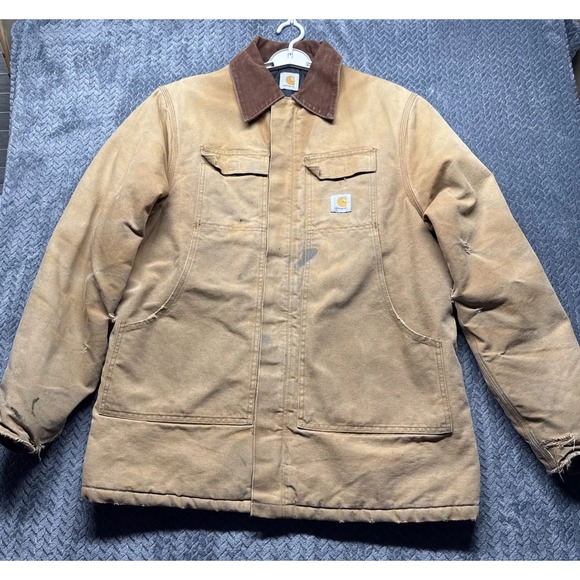 Vtg Carhartt Jacket 48-50 XLT C03 BRN Quilt Lined Barn Chore Canvas Distress - Picture 1 of 13